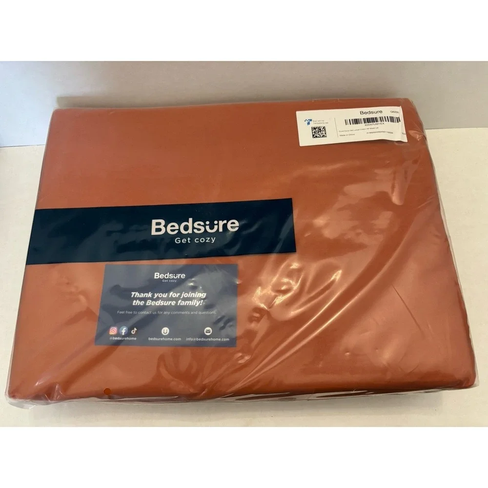 Bedsure Lyocell Cotton Duvet Cover 3 Piece Set Queen Size Terracotta